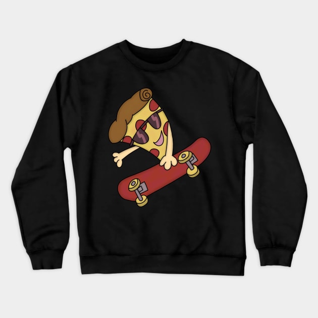 Pizza Skateboarder Crewneck Sweatshirt by pako-valor